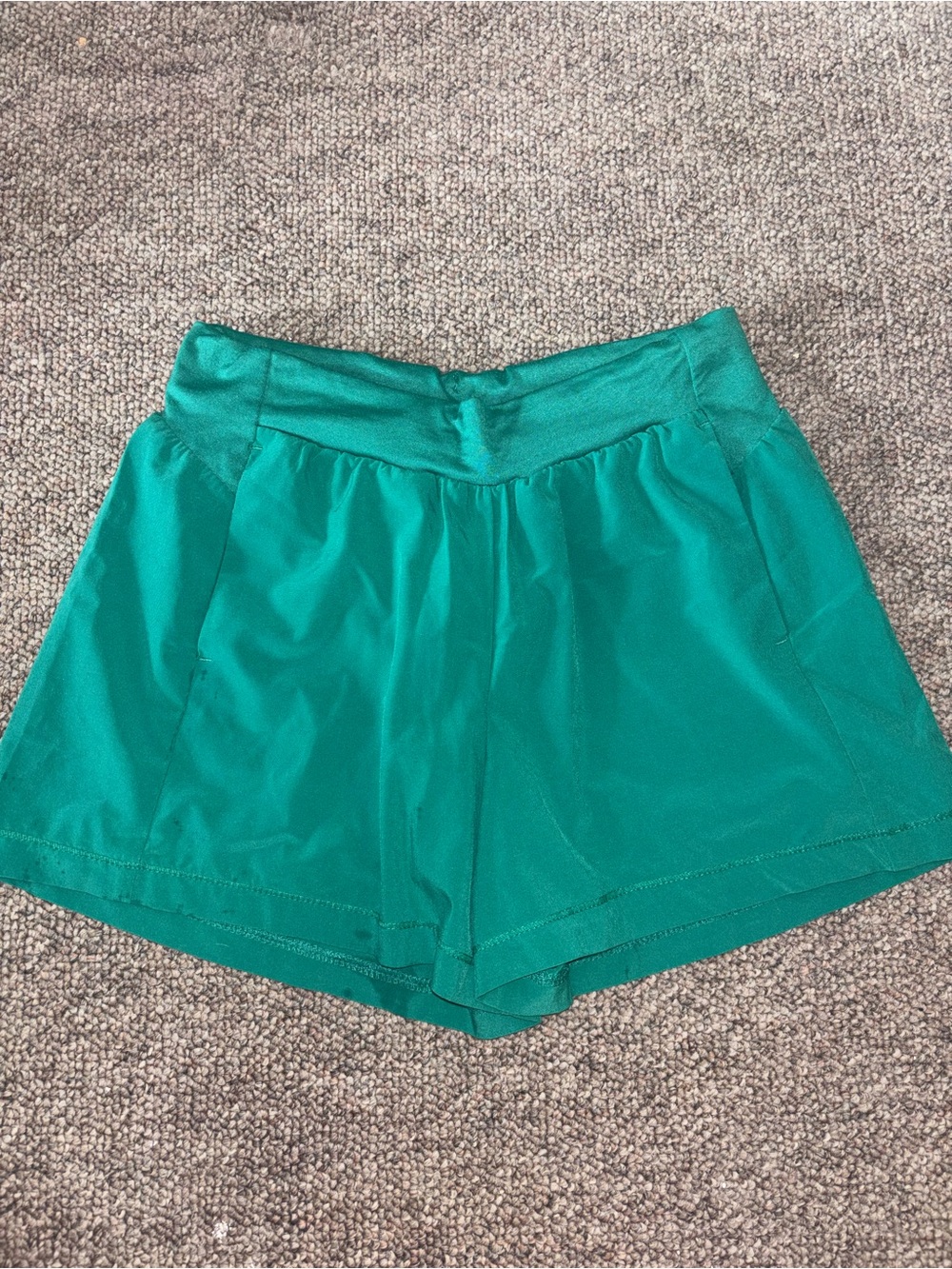Girls Green High-Waist Athletic Shorts